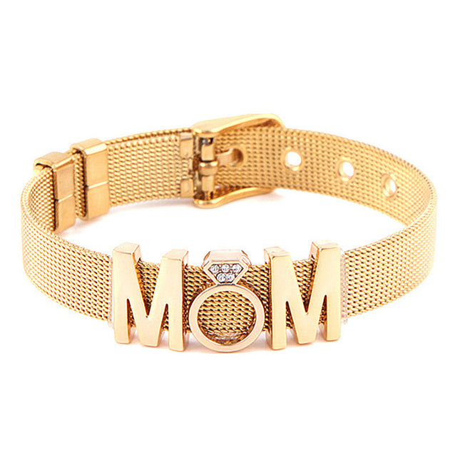 Diamond Crown Letter Bracelet | Stainless Steel | Mother's Day Gift