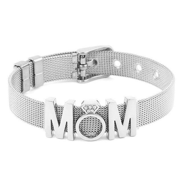 Diamond Crown Letter Bracelet | Stainless Steel | Mother's Day Gift