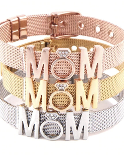 Diamond Crown Letter Bracelet | Stainless Steel | Mother's Day Gift