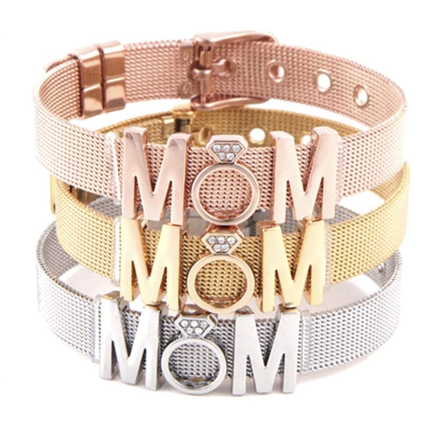 Diamond Crown Letter Bracelet | Stainless Steel | Mother's Day Gift