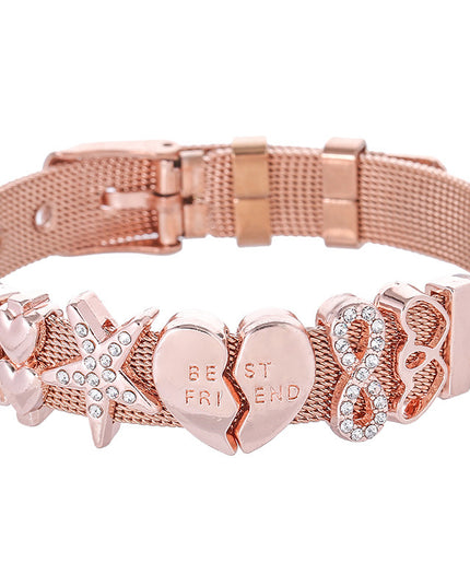 Diamond Crown Letter Bracelet | Stainless Steel | Mother's Day Gift
