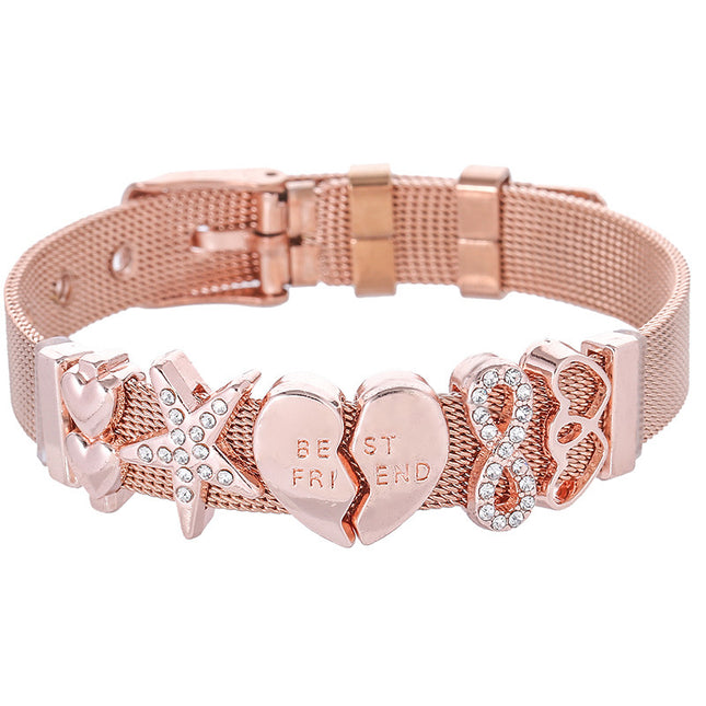 Diamond Crown Letter Bracelet | Stainless Steel | Mother's Day Gift