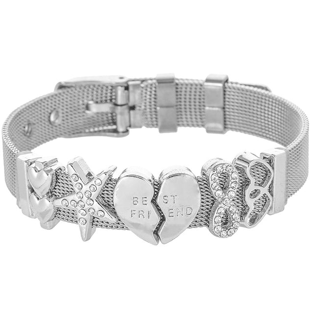 Diamond Crown Letter Bracelet | Stainless Steel | Mother's Day Gift
