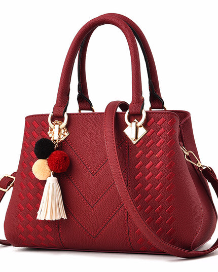 Women's Leather Handbag – Multi-Compartment, 7 Colors