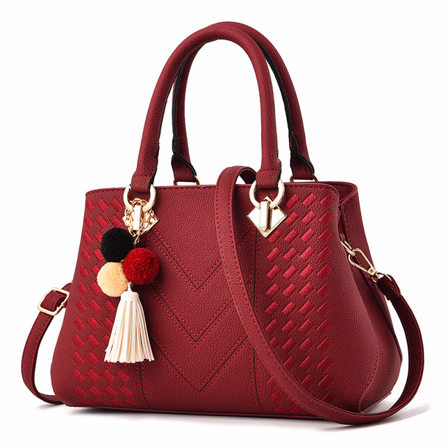 Women's Leather Handbag – Multi-Compartment, 7 Colors