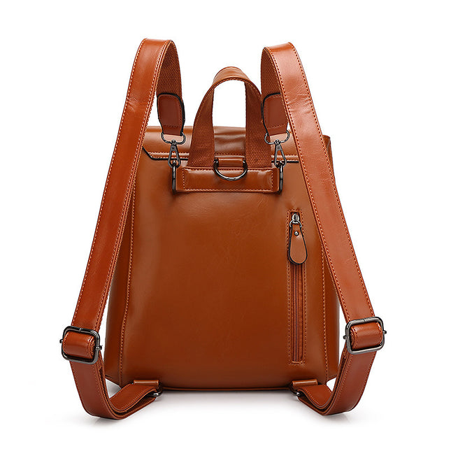 Women's Composite Leather Backpack – Anti-Theft, Waterproof, Laptop Pocket, 3 Colors