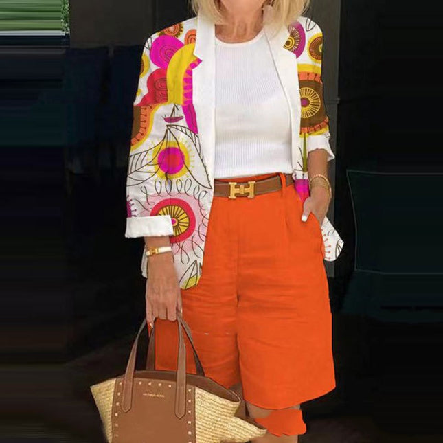 Women's Jacket & Shorts Two-Piece Casual Set – 5 Colors, S–5XL