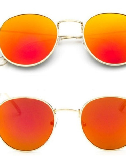 Retro Round Sunglasses for Women – Metal Frame, 14 Color Combos