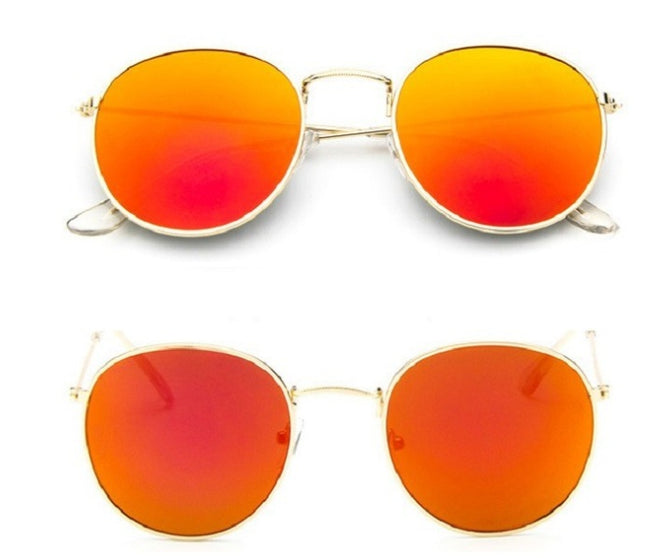 Retro Round Sunglasses for Women – Metal Frame, 14 Color Combos