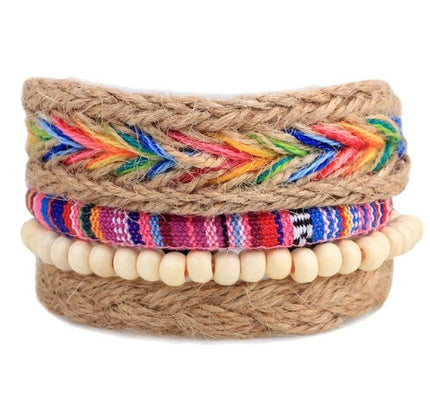 Men's Handwoven Multilayer Leather Bead Bracelet
