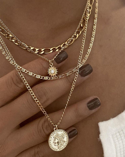 Layered Coin Necklace – Chunky Gold & Silver Chain | Women's Jewelry
