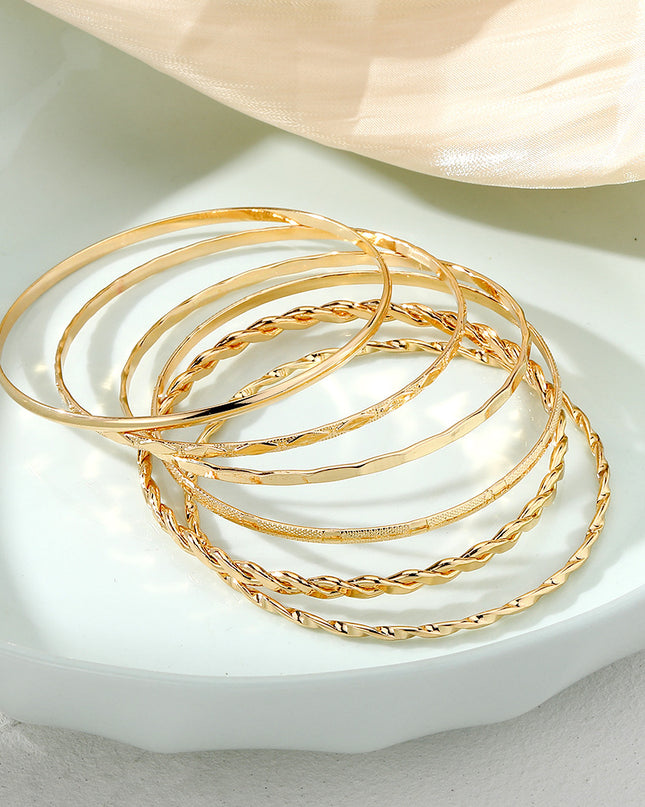 Bohemian Gold Chain Bracelet Set – 6-Piece Stacked Jewelry