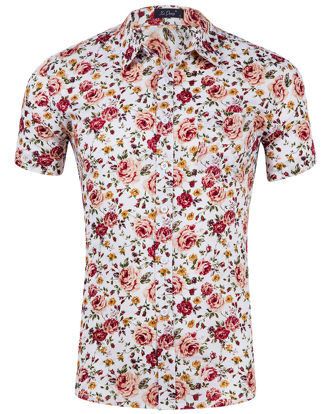 Men's 100% Cotton Printed Short Sleeve Shirt – 13 Prints, Sizes S–XXL