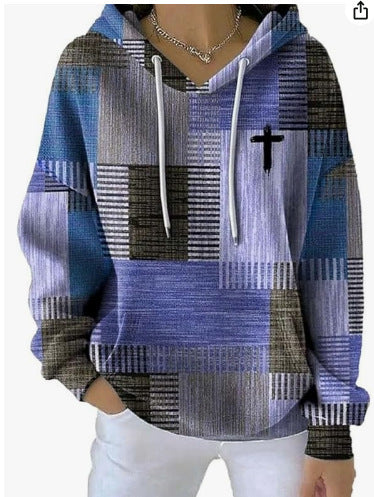 Women's Artistic Print Pullover Hoodie – Retro Style, Sizes S–6XL