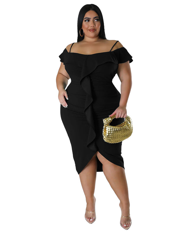 High Waist A-Line Midi Dress | Raglan Sleeve Everyday Dress