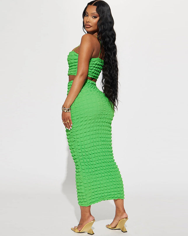 Lace-Up Navel Crop Top & Pants Two-Piece