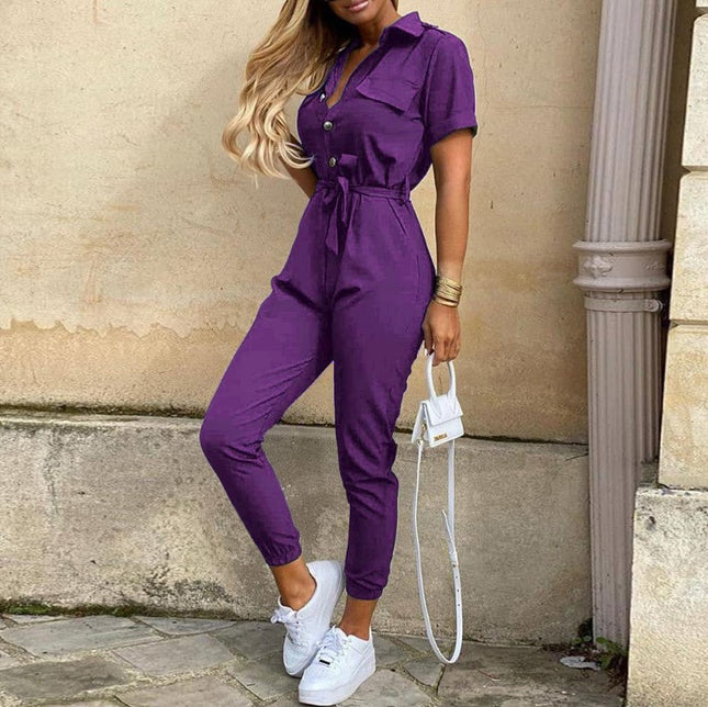 Collared Belted Jumpsuit