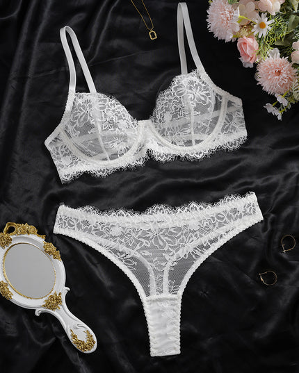Women's Sexy Lace Bra & Shorts Lingerie Set – Push-Up, 3 Colors, S–XL
