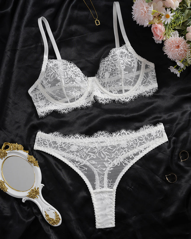 Women's Sexy Lace Bra & Shorts Lingerie Set – Push-Up, 3 Colors, S–XL