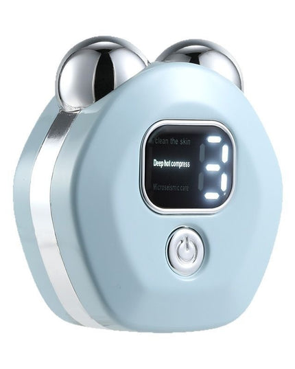 Microcurrent Double-Roller Facial Massager – Hot Compress, Skin Rejuvenation & Wrinkle Reduction
