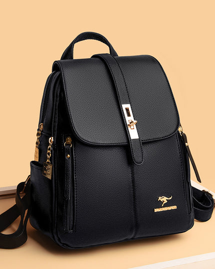 Women's Multi-Function Leather Backpack – Anti-Theft, Waterproof, 20–35L