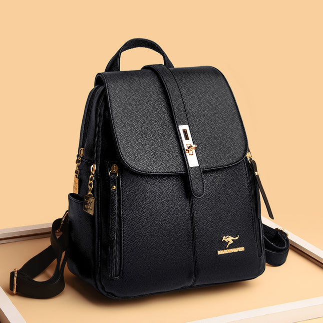 Women's Multi-Function Leather Backpack – Anti-Theft, Waterproof, 20–35L