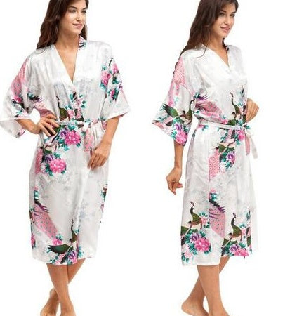 Silk Satin Floral Robe