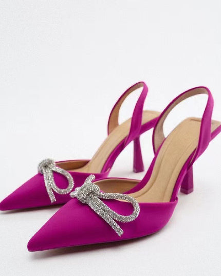 Women's Bow High Heel Sandals – Non-Slip, Black, Blue & Rose Red, EU 36–43