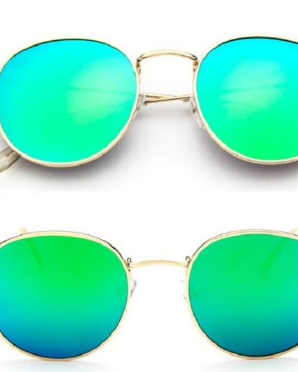 Retro Round Sunglasses for Women – Metal Frame, 14 Color Combos