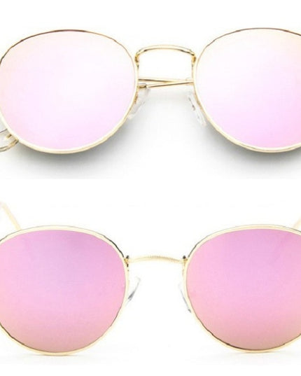 Retro Round Sunglasses for Women – Metal Frame, 14 Color Combos