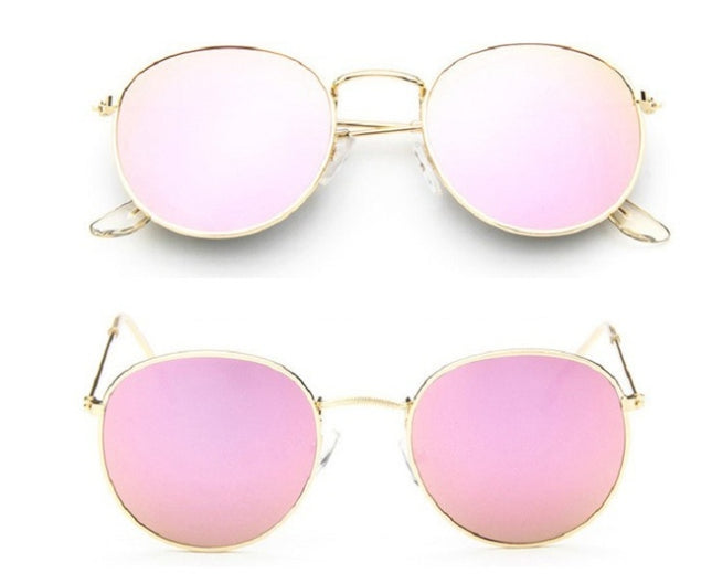 Retro Round Sunglasses for Women – Metal Frame, 14 Color Combos