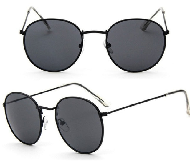 Retro Round Sunglasses for Women – Metal Frame, 14 Color Combos