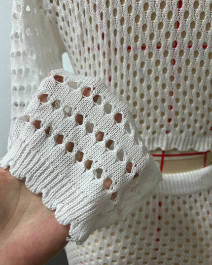 Women's Striped Knit Top & Mid-Length Skirt Two-Piece Set – Beach & Casual