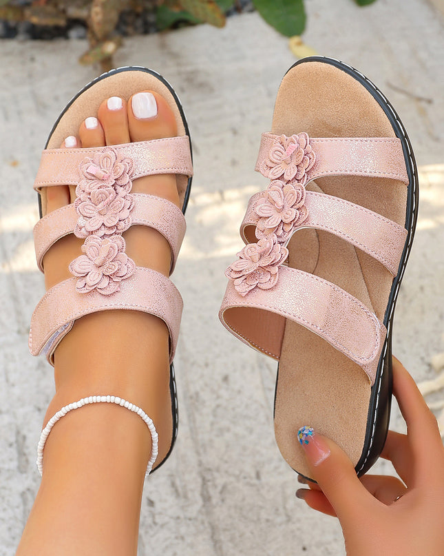 Women's Open-Toe Strap Slide Sandals – Korean Style, 5 Colors, US 6–11