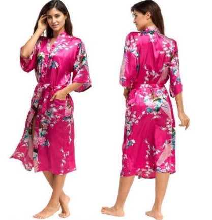 Silk Satin Floral Robe