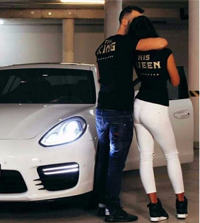 "The King & His Queen" Matching Couples T-Shirts – Black, Sizes XS–XXL
