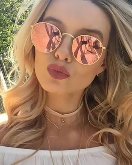 Retro Round Sunglasses for Women – Metal Frame, 14 Color Combos