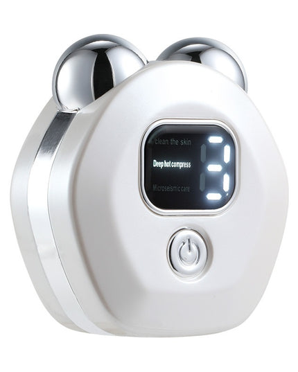 Microcurrent Double-Roller Facial Massager – Hot Compress, Skin Rejuvenation & Wrinkle Reduction