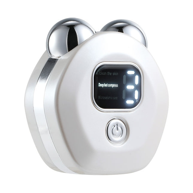 Microcurrent Double-Roller Facial Massager – Hot Compress, Skin Rejuvenation & Wrinkle Reduction