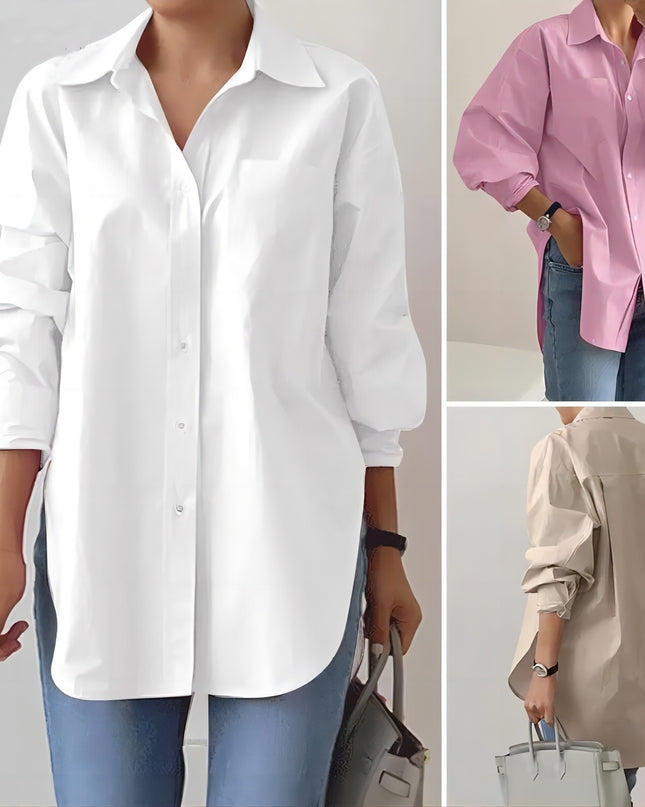 Split-Neck Long-Sleeve Shirt