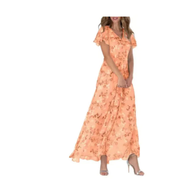 Women's Printed A-Line V-Neck Waist-Tuck Dress – 6 Colors, S–3XL