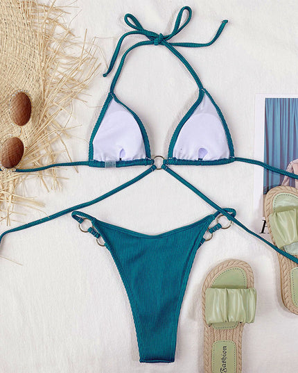 Women's Solid Green Bikini Set – Sexy Beach Swimwear, S–L