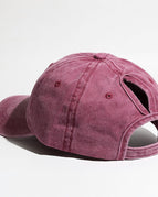 Washed horsetail cap/wine red / Adjustable