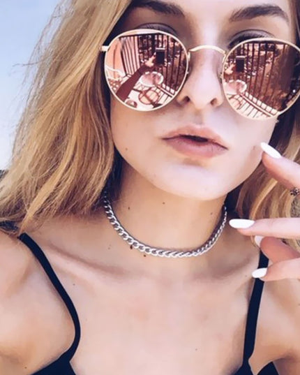 Retro Round Sunglasses for Women – Metal Frame, 14 Color Combos