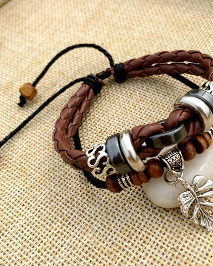 Men's Cross Stud Braided Leather Bracelet – Punk & Faith Style | Brown & Black | 6 Designs