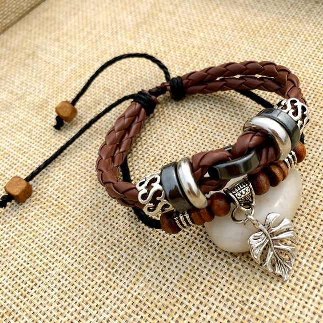Men's Cross Stud Braided Leather Bracelet – Punk & Faith Style | Brown & Black | 6 Designs