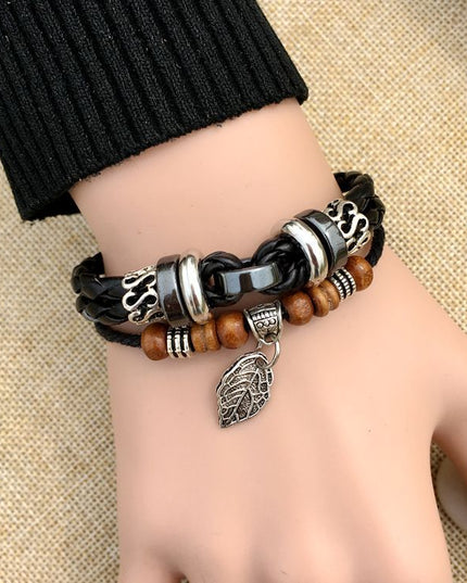 Men's Cross Stud Braided Leather Bracelet – Punk & Faith Style | Brown & Black | 6 Designs