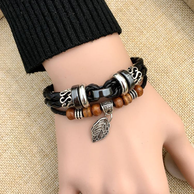 Men's Cross Stud Braided Leather Bracelet – Punk & Faith Style | Brown & Black | 6 Designs