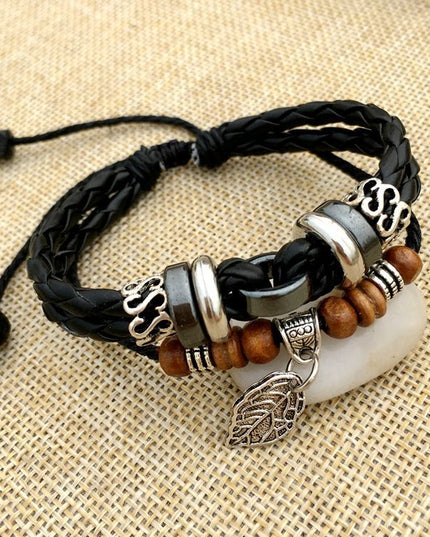 Men's Cross Stud Braided Leather Bracelet – Punk & Faith Style | Brown & Black | 6 Designs