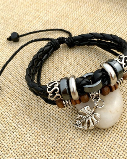 Men's Cross Stud Braided Leather Bracelet – Punk & Faith Style | Brown & Black | 6 Designs